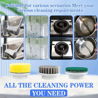 5 in 1 Electric Cleaning Brush Multifunctional Kitchen Bathroom Toilet Portable Powerful Clean Brush 5 Brush Heads LED