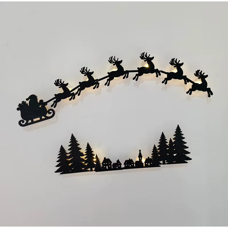 Christmas Wall Decor Santa Christmas Tree Reindeer Light up Wall Stickers Christmas Halloween Fashion Home Decor Wall Door Frame