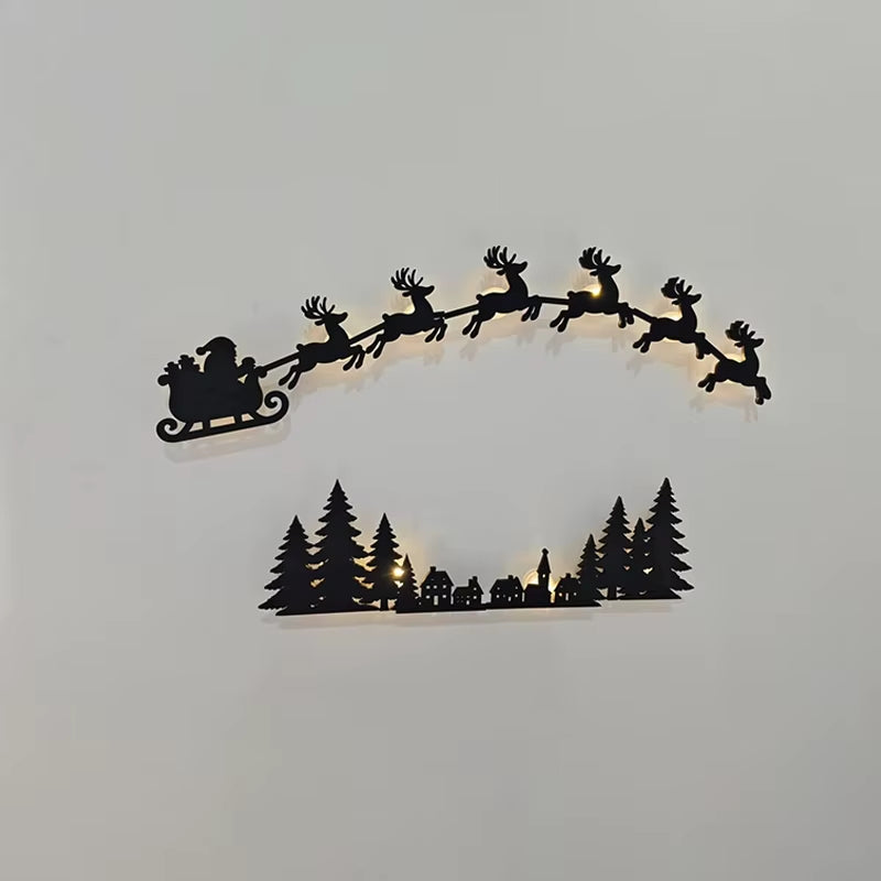 Christmas Wall Decor Santa Christmas Tree Reindeer Light up Wall Stickers Christmas Halloween Fashion Home Decor Wall Door Frame