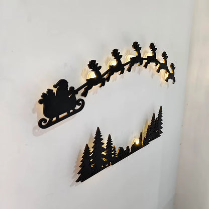 Christmas Wall Decor Santa Christmas Tree Reindeer Light up Wall Stickers Christmas Halloween Fashion Home Decor Wall Door Frame