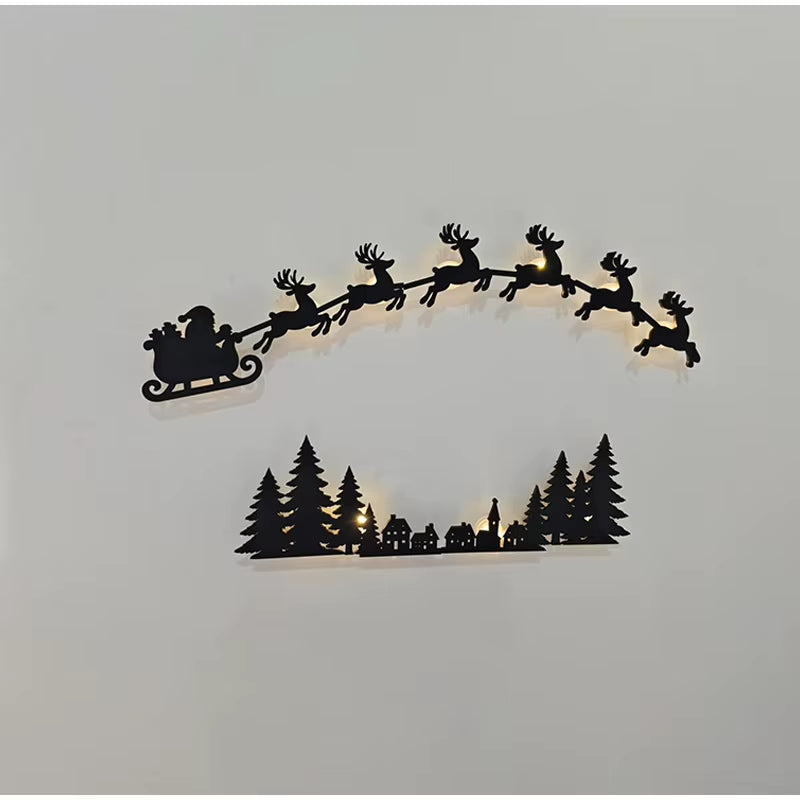Christmas Wall Decor Santa Christmas Tree Reindeer Light up Wall Stickers Christmas Halloween Fashion Home Decor Wall Door Frame