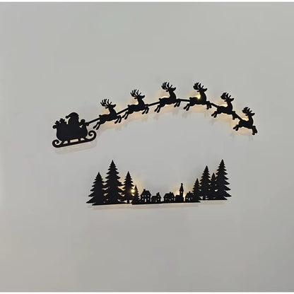 Christmas Wall Decor Santa Christmas Tree Reindeer Light up Wall Stickers Christmas Halloween Fashion Home Decor Wall Door Frame