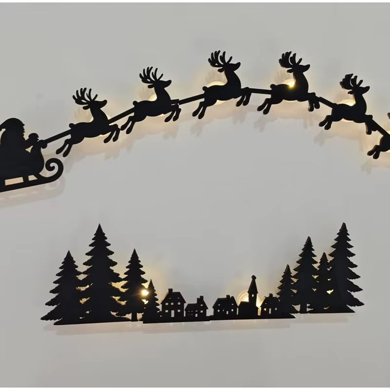 Christmas Wall Decor Santa Christmas Tree Reindeer Light up Wall Stickers Christmas Halloween Fashion Home Decor Wall Door Frame