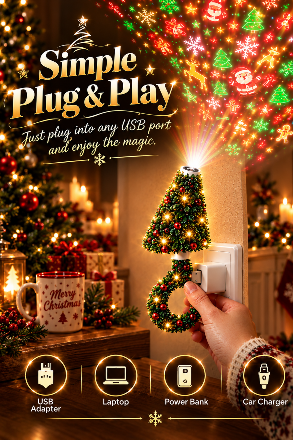 Christmas Tree Projector (with-6 projection modes)