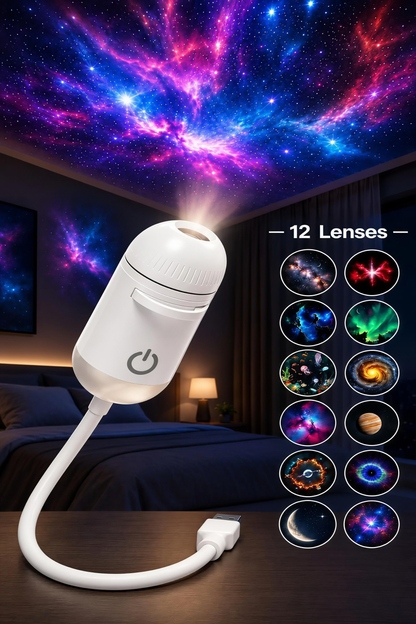 2 in 1 Galaxy Projector Night Light HD