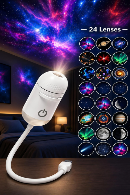 2 in 1 Galaxy Projector Night Light HD